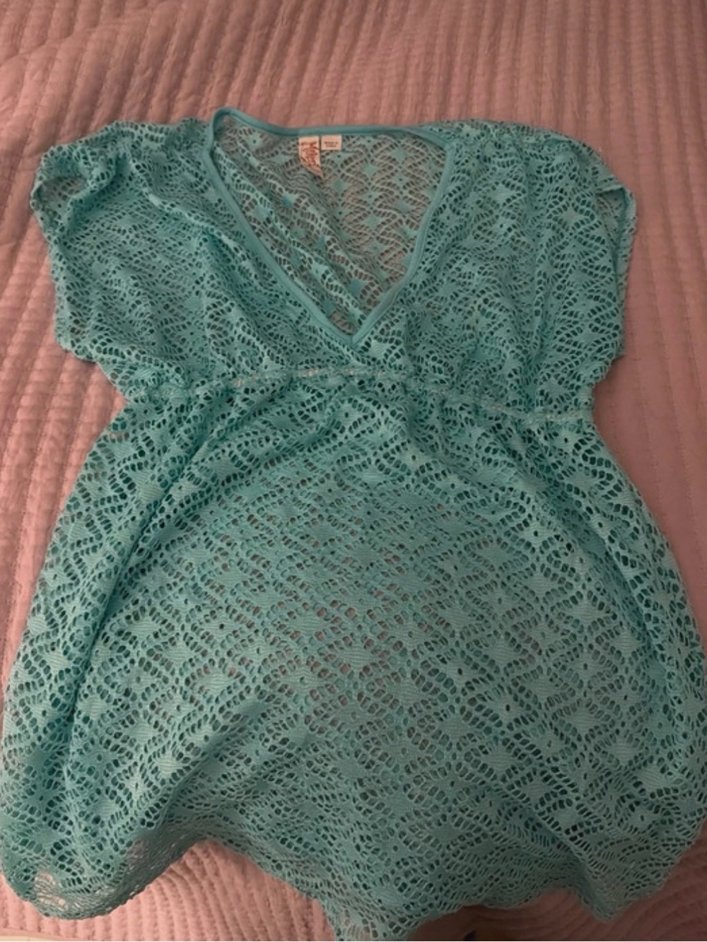 Miken Mint Blue Crochet Swim Coverup